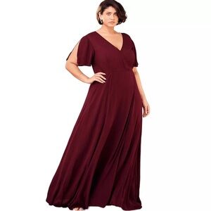 Lulus Marigold Burgundy Wrap Maxi Dress - NWT